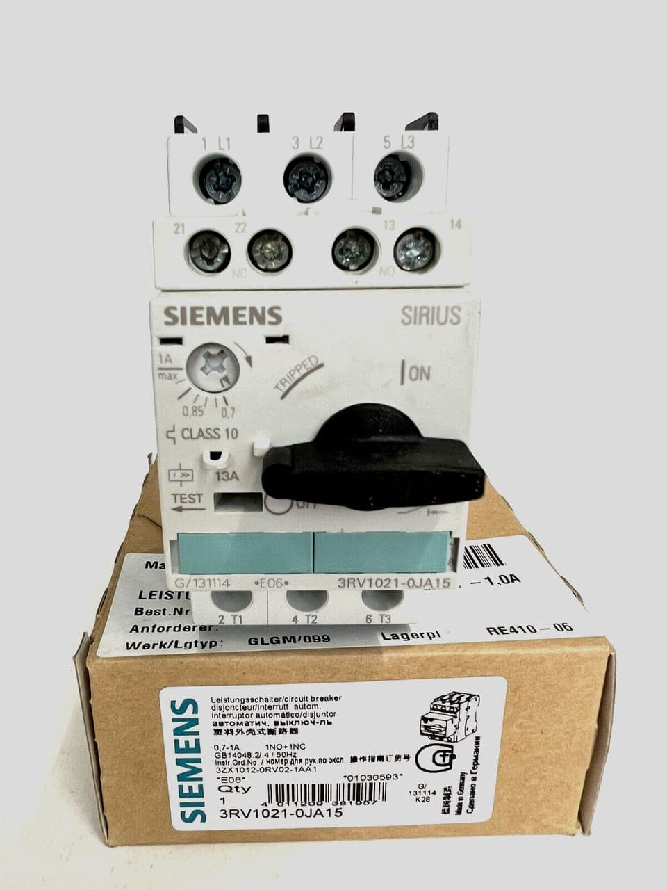 Siemens 3RV1021-0JA15 Motorschutzschalter Leistungsschalter 0,7-1A