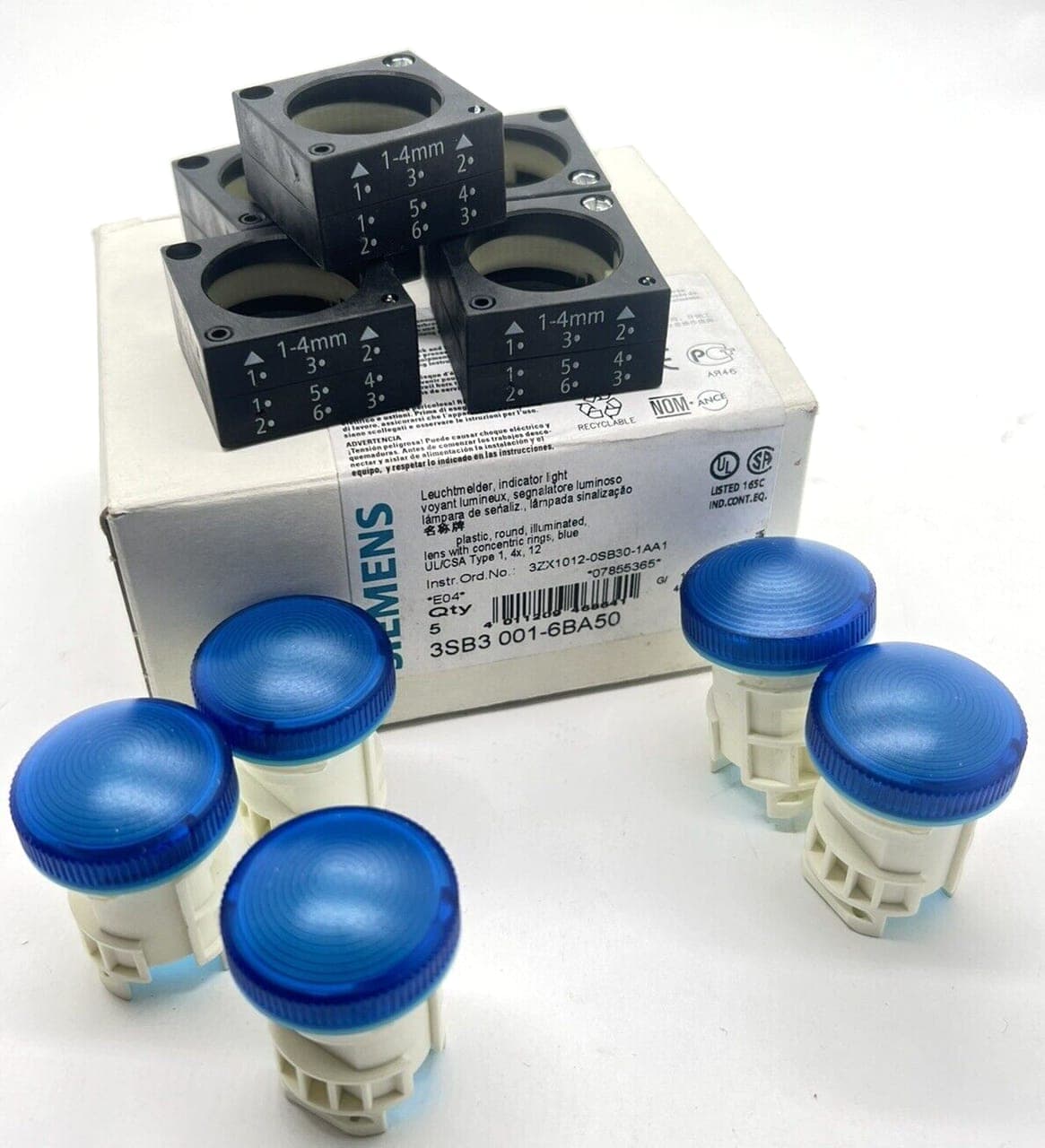 Siemens 3SB3001-6BA50 Leuchtmelder Frontelement blau unbenutzt 5 Stück