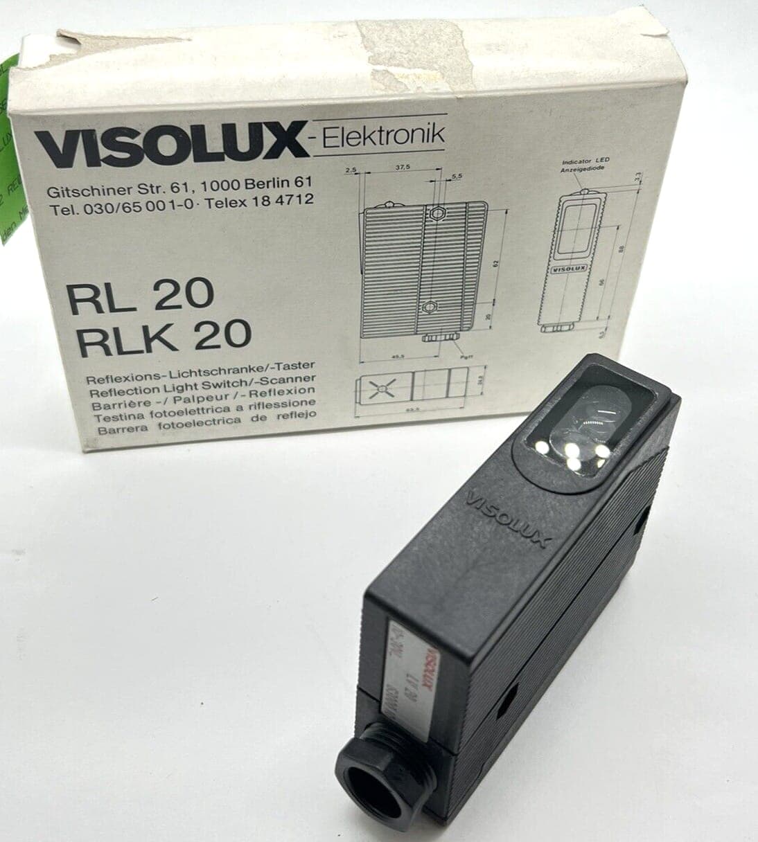 VISOLUX RL 20 RLK20 LV 20 Reflexions-Lichtschranke/-taster -unused/OVP-