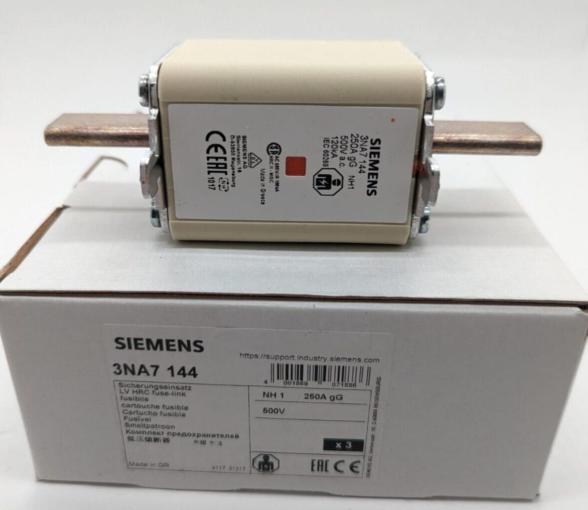 3x SIEMENS 3NA7 144 (250A gL/gG 500V) SICHERUNGSEINSATZ - set of 3