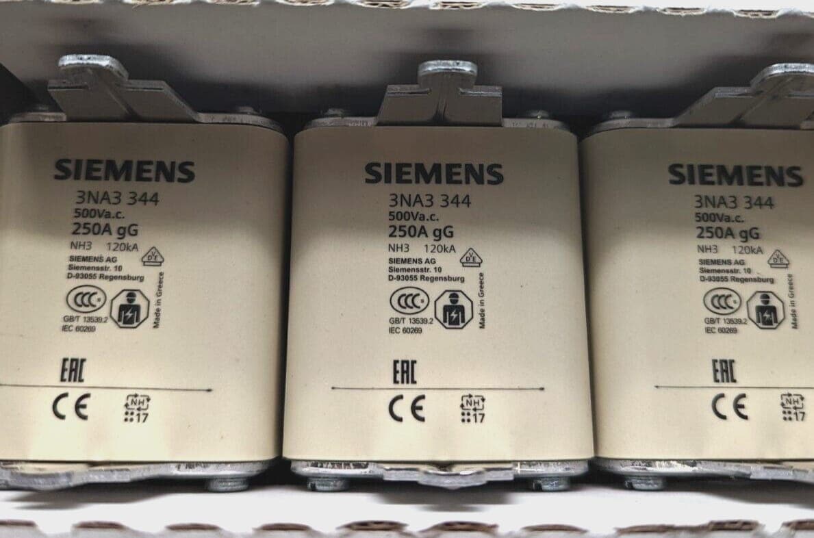 3x Siemens 3NA3 344 3NA3344 Gr. 3 250A 500V Sicherungseinsatz NEU OVP