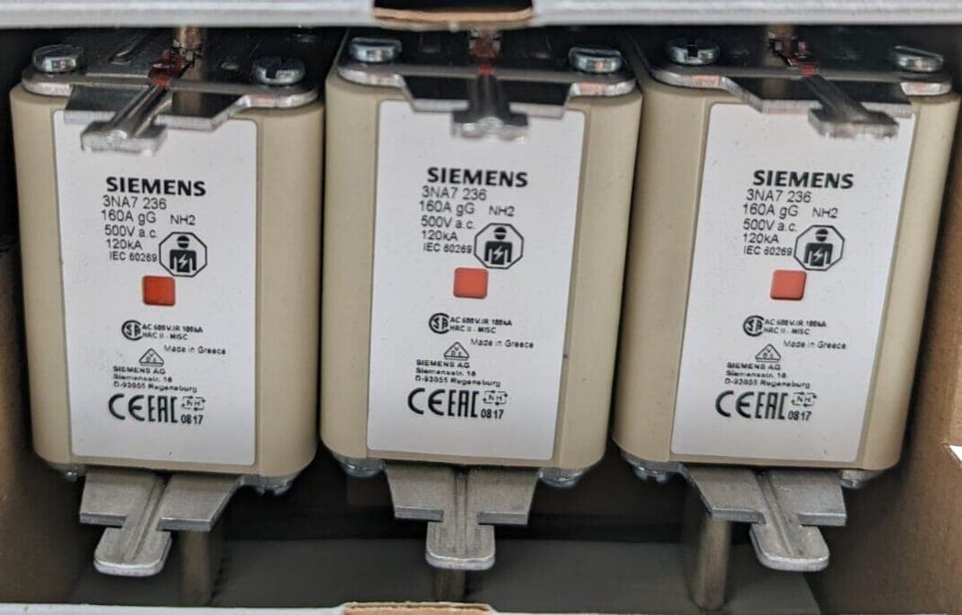 3x Siemens 3NA7 236 Sicherungseinsatz 160A 500V NEU