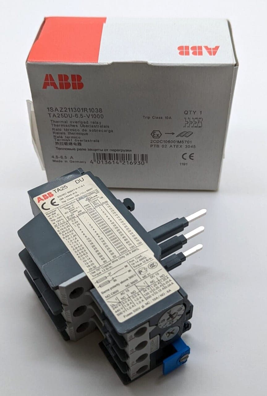 ABB TA25DU-6,5-V1000 Überstromrelais 1SAZ211301R1038 Bereich 4,5… 6,5 Ampere NEU