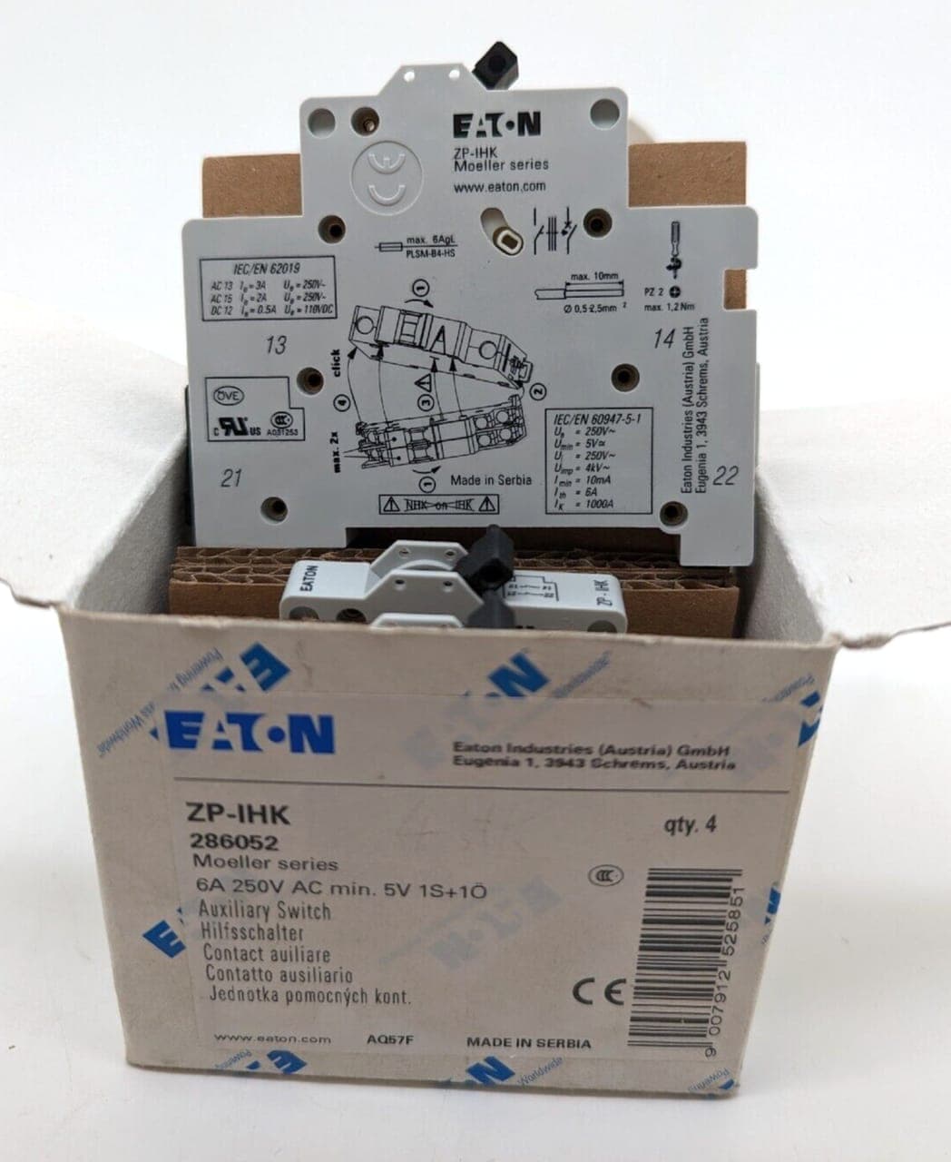 Eaton Hilfsschalter ZP-IHK auxiliary contact 286052 6A 250V AC