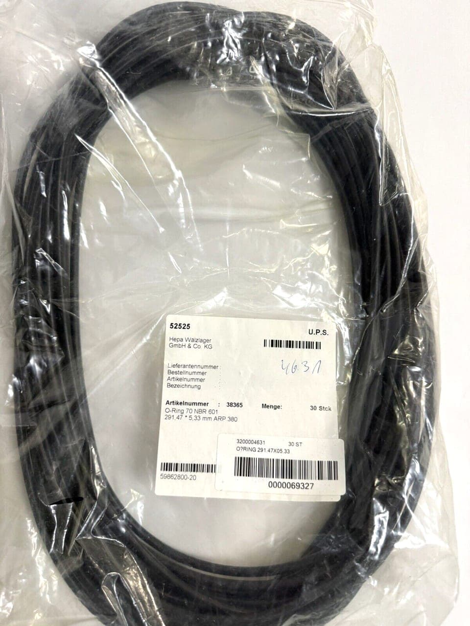 Dichtring / O-Ring 291,47 x 5,33 mm EPDM 70, Menge 22 Stück