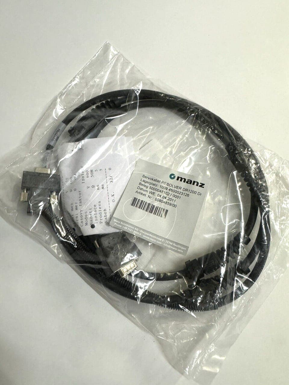 MANZ AUTOMATION 80904861/00, Servokabel Motor DR 1200 L=1m - NEU