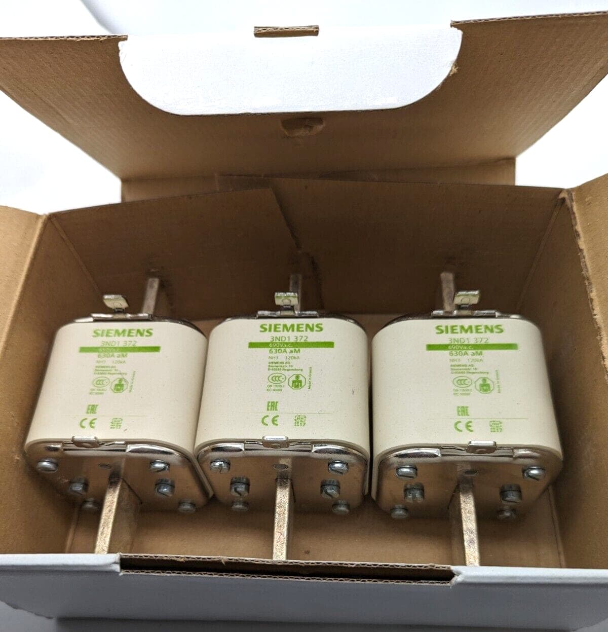 3x Siemens 3ND1 372 Sicherungseinsatz NH 3 630 A