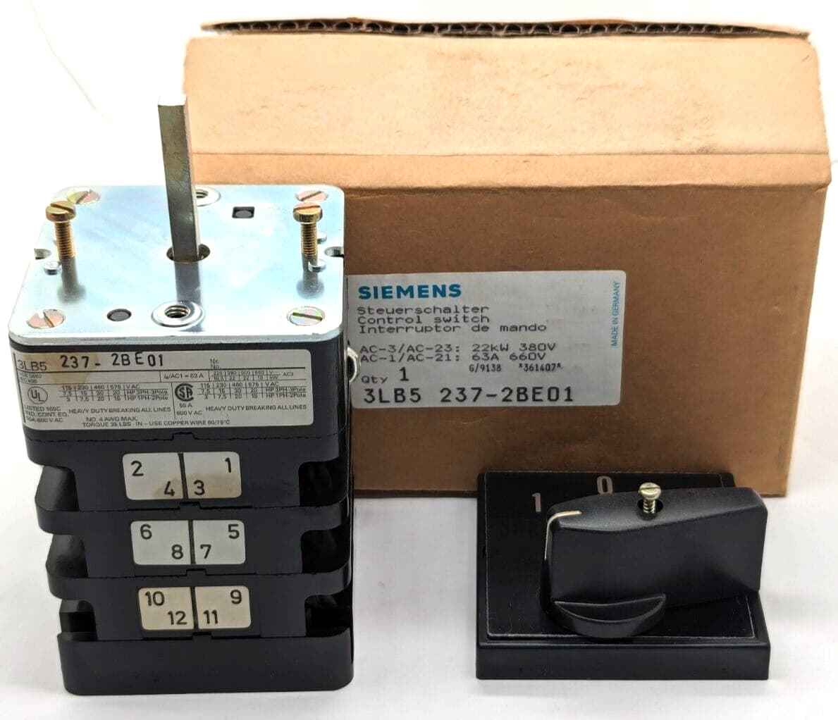 SIEMENS STEUERSCHALTER 3LB5 237-2BE01