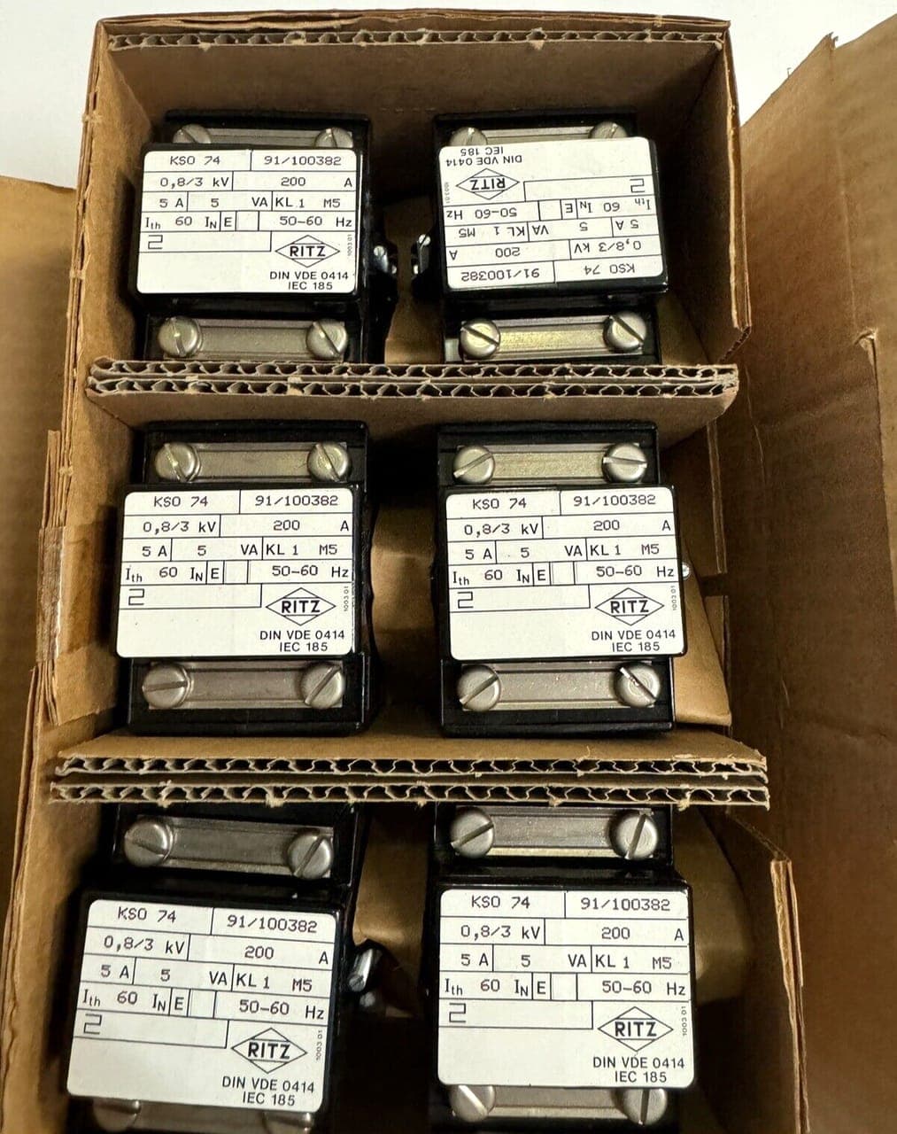 6x Ritz KSO 74 Messwandler, 0.8/3 kV, 200A, 5VA, 50-60Hz NEU OVP
