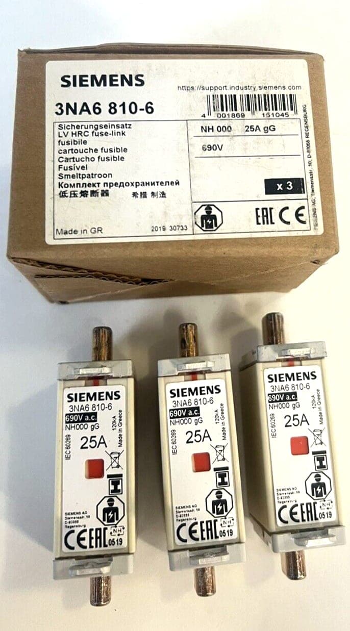 Siemens Sicherungseinsatz 3NA6810-6 * 3 Stück * NEW OVP