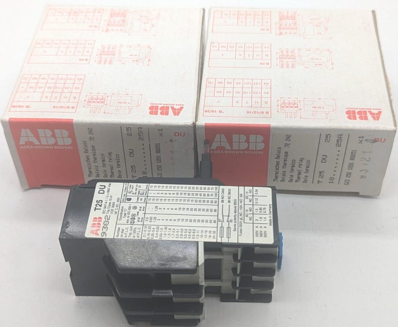 2x ABB T25 DU 25 Thermisches Relais 18...25A GJZ 252 1201 R0051 NEU OVP
