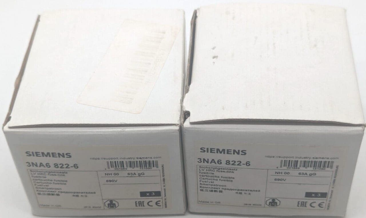 2x Siemens 3NA6822-6 Sicherungseinsatz 63A (2X3 Stück) NEU OVP