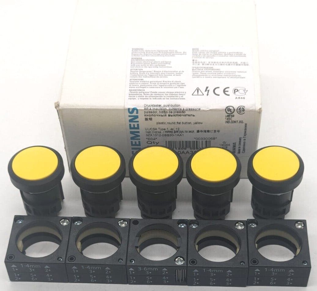 Siemens 3SB3 000-0AA31 Drucktaster gelb E-Stand: 04 (5 Stück ) NEU