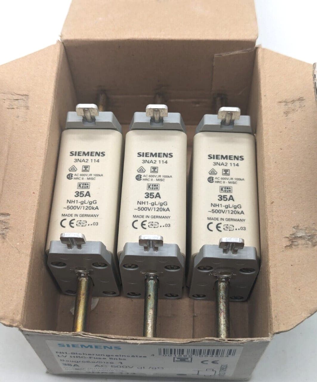 Siemens 3NA2 114 Sicherungseinsatz 35A (3 Stück) NEU OVP