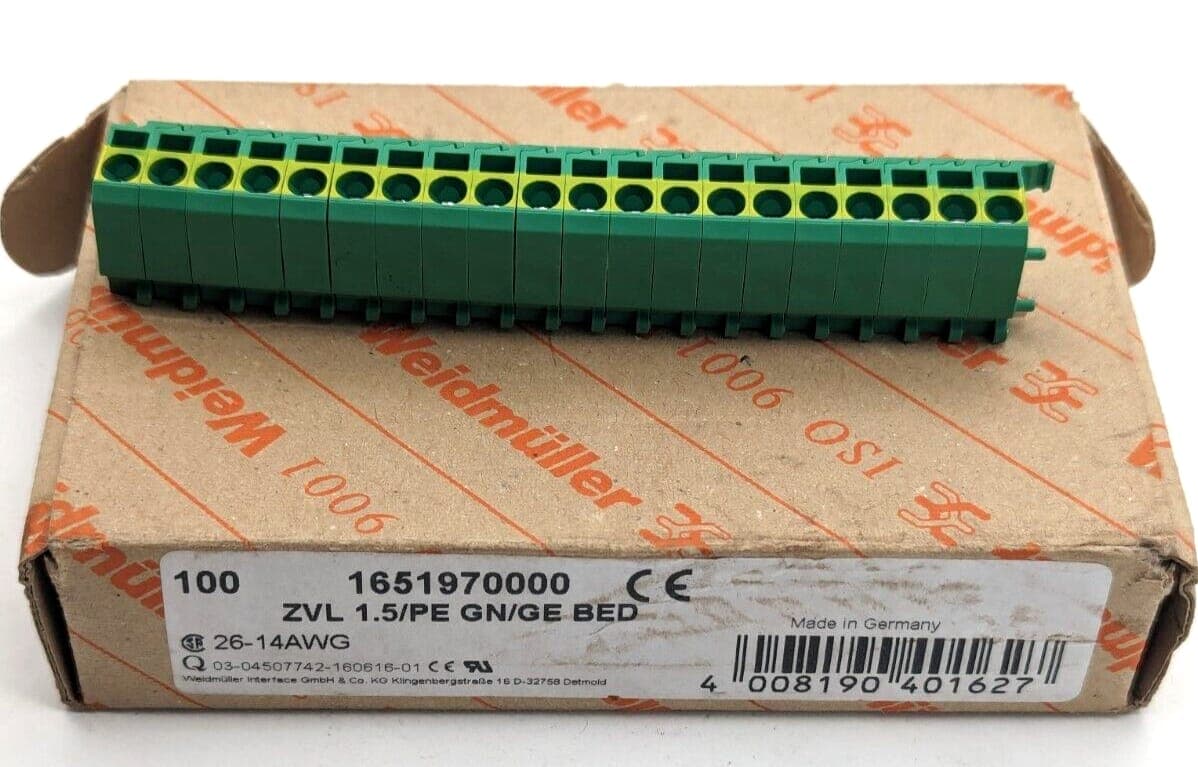 100x Weidmüller Verteiler ZVL 1.5/PE GN/GE BED 1651970000 NEU OVP