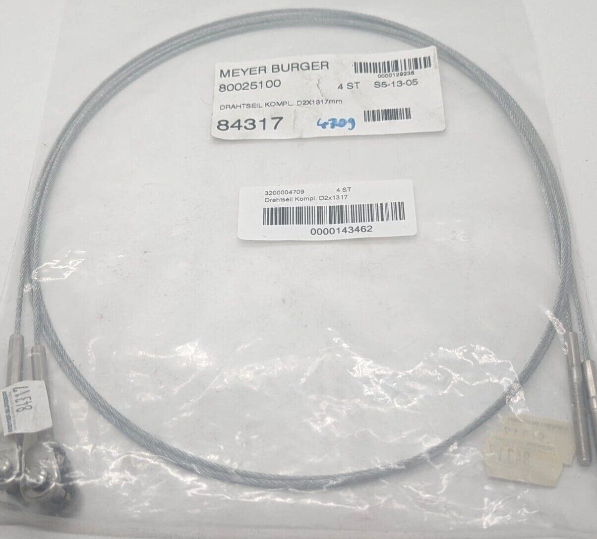 MEYER BURGER 80025100 Drahtseil Kompl D2x1317mm * 2 Stück * NEU