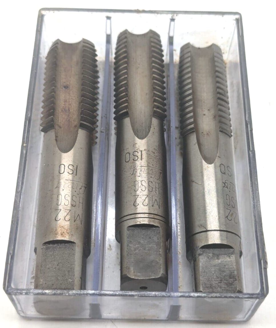 3x Linig M22 HSSG Gewindebohrer ISO Handgewindebohrersatz