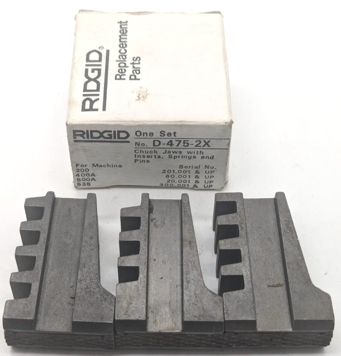 Ridgid D-475-2X Spannbacken mit Pin D475-2X Chuck Jaws with Inserts,Springs,Pins