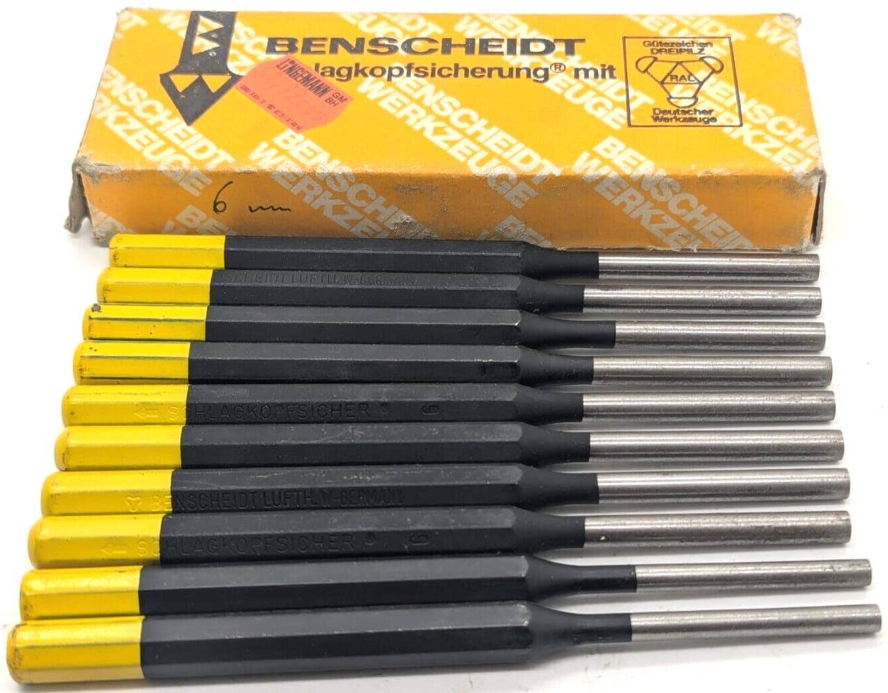 10x Benscheidt Splintentreiber 150 x 10 x 6 Schlagkopfsicherung NEU OVP