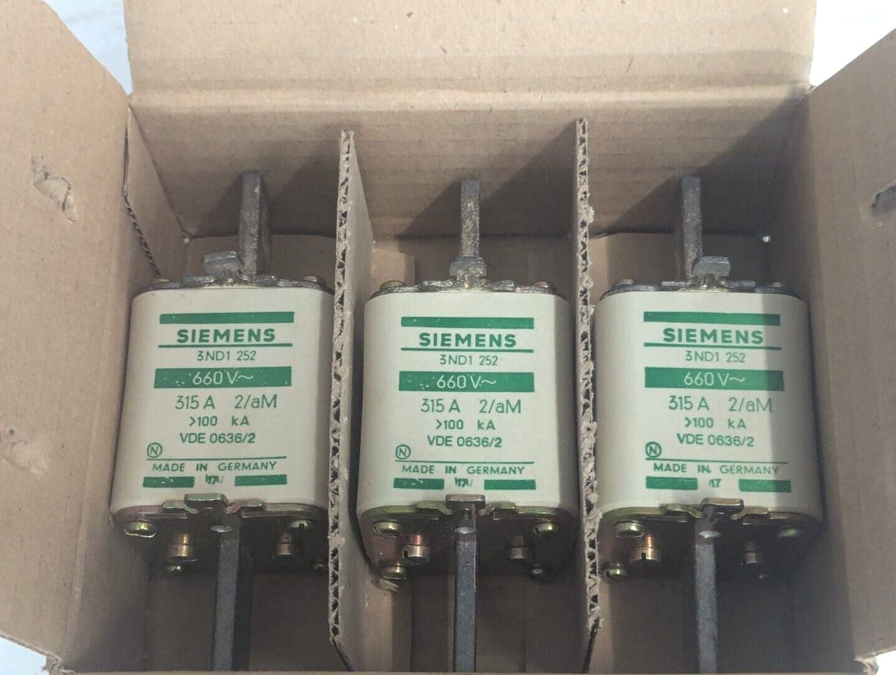 3x Siemens 3ND1 252 NH Sicherungseinsatz 660V 315A NEU OVP