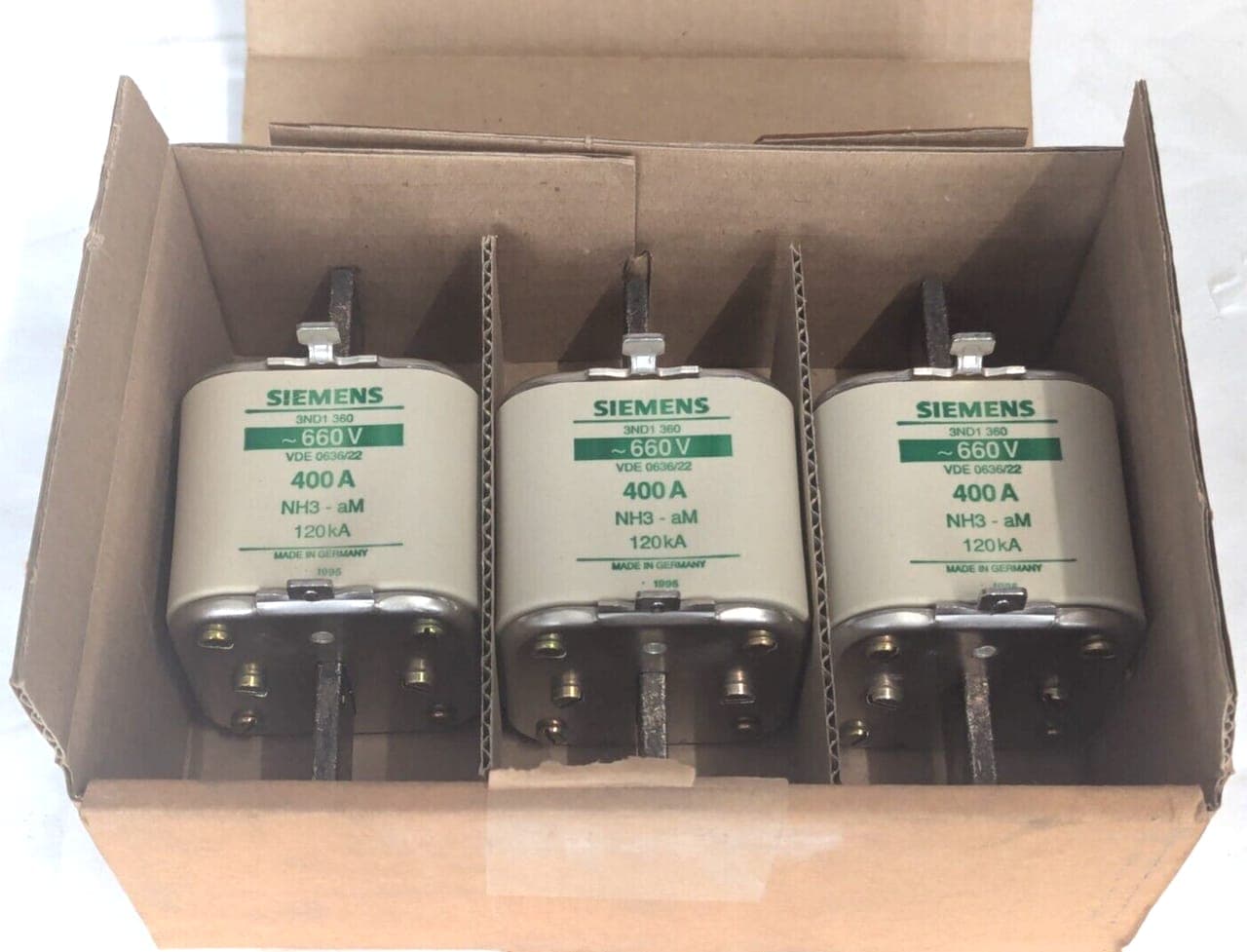 3x Siemens 3ND1360 Sicherungseinsatz 400A 660V NEU OVP