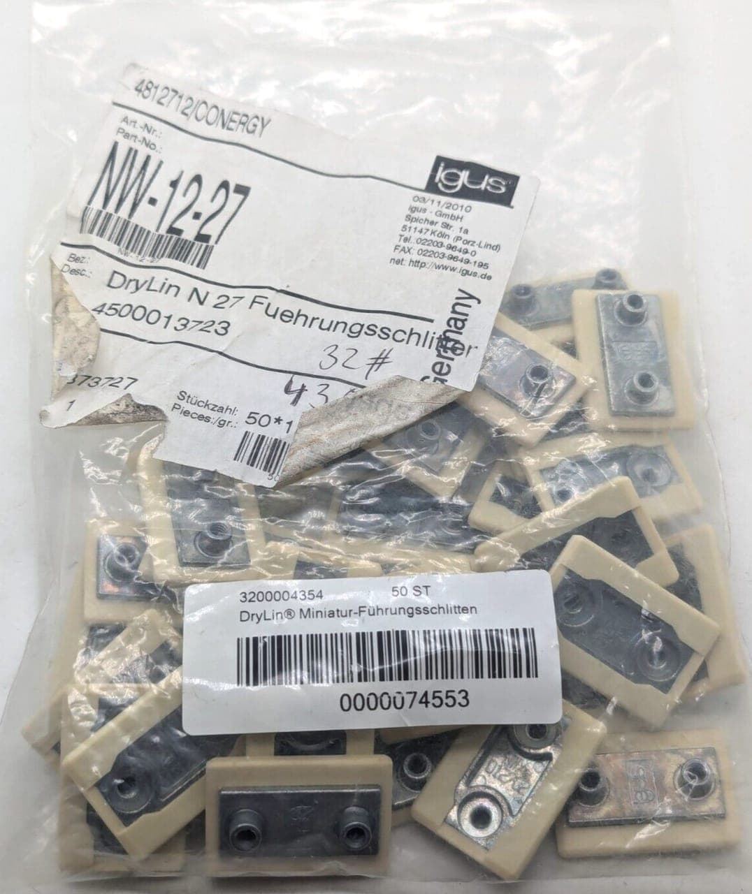 36x drylin N 27 Führungsschlitten igus NW-12-27 NEU