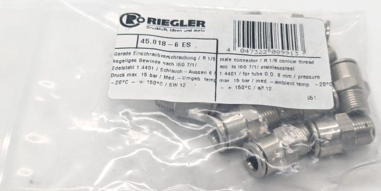13x Riegler 45.018-6ES Drosselrückschlagventil NEU