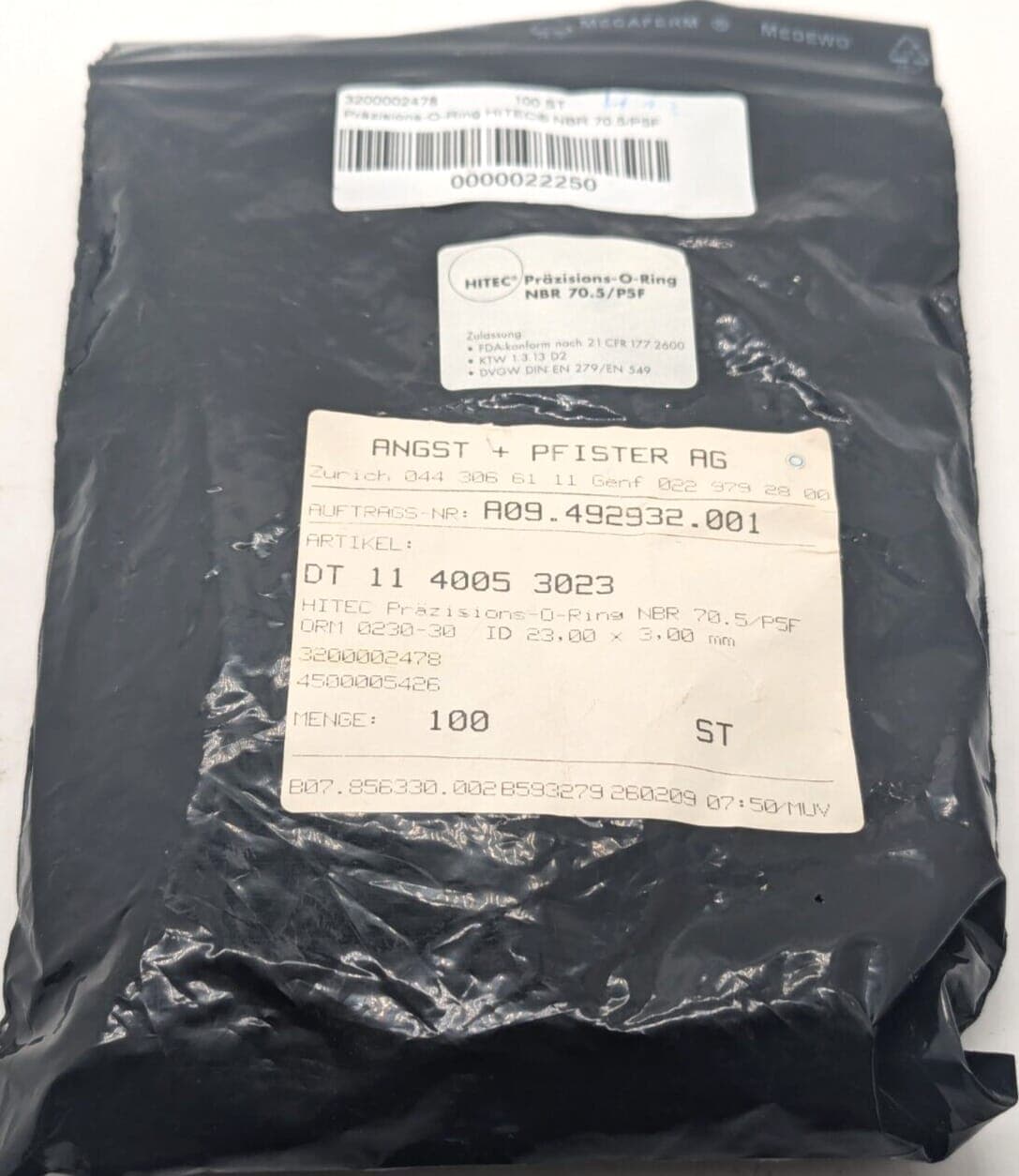 100x Hitec Präzisions O-Ring NBR 70.5/P5F 23x3mm NEU OVP