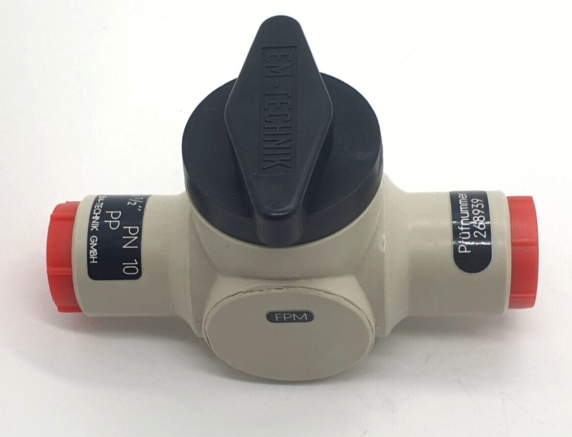 EM-TECHNIK G1/2" PN10 PP Kugelhahn ,2 wege NEU