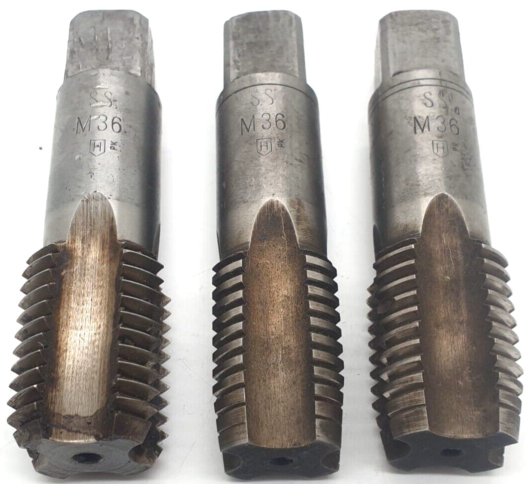 3x HandGewindebohrer SS M36 H