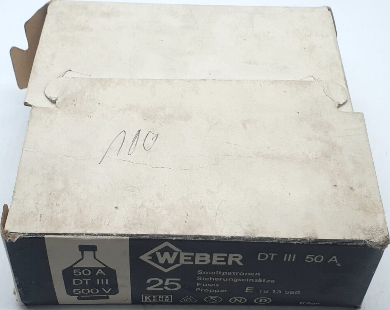 Weber 50 A DT III 500 V Sicherungseinsatz NEU OVP * 25 Stück *