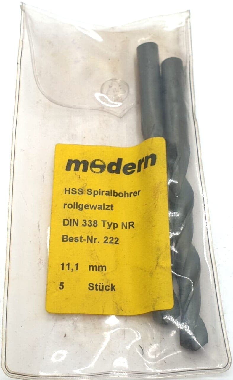 2x Modern HSS Spiralbohrer Typ NR DIN 338 Nr.222 Spiralbohrer 11,1mm NEU OVP