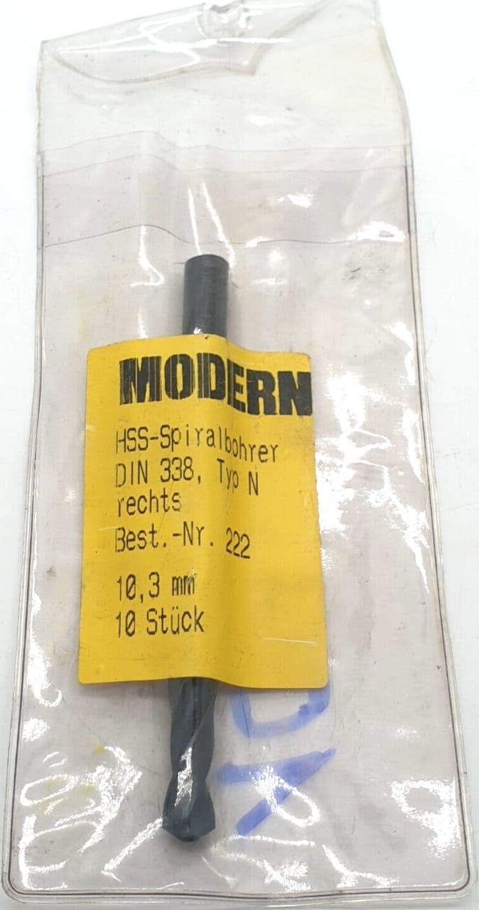 Modern HSS-Spiralbohrer DIN 338 Typ N rechts Nr.222 Spiralbohrer 10,3mm NEU OVP