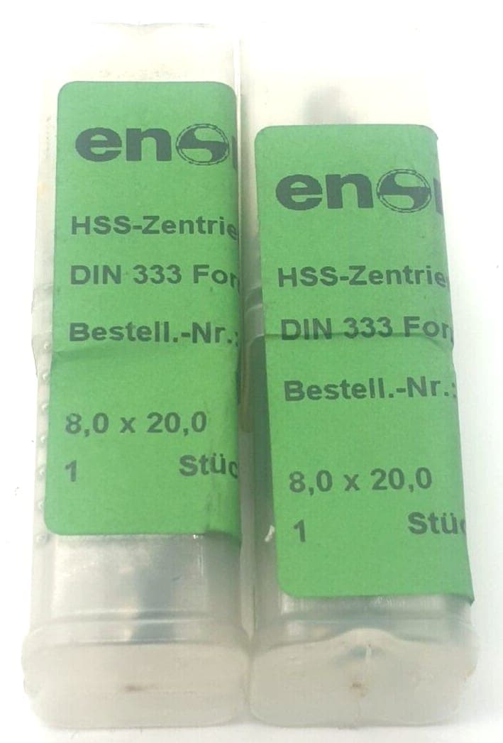 2x Enorm HSS Zentrierbohrer DIN 333 Form A 8,0x20,0