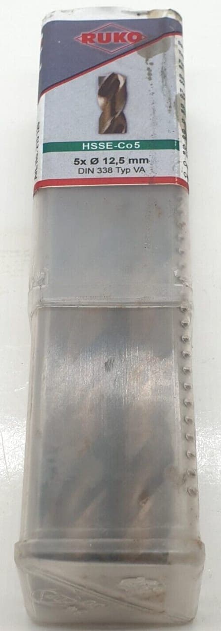 4x RUKO Spiralbohrer Metallbohrer DIN 338 Typ VA HSSE-Co5 12,5mm