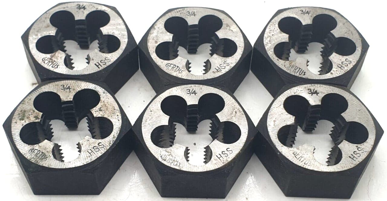 6x Sechskant 3/4 HSS Schneideisen Gertus