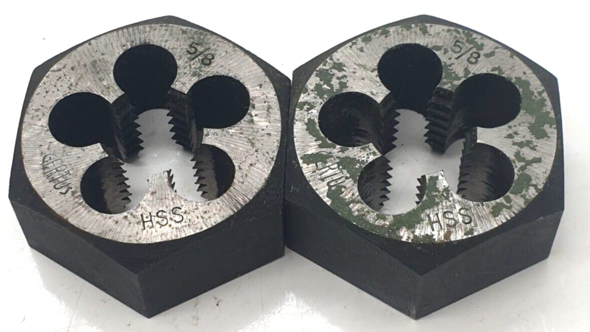 2x Sechskant 5/8 HSS Schneideisen Gertus