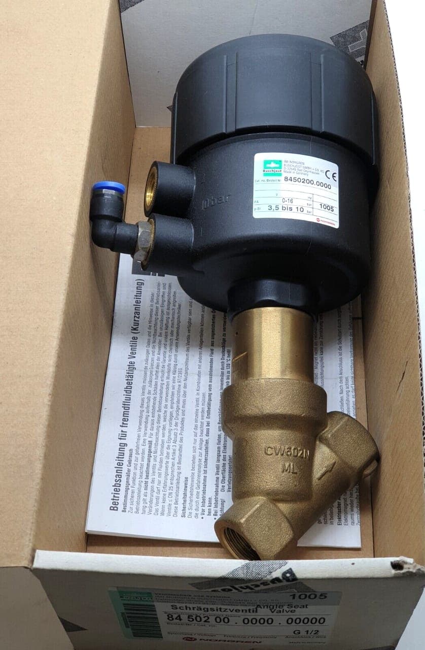 BUSCHJOST NORGREN 8450200.0000 Schrägsitzventil G 1/2 NEU OVP